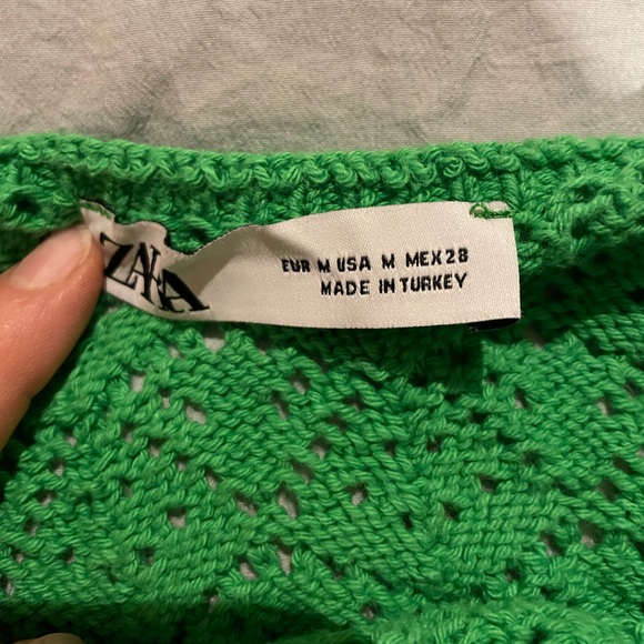 Bright green women’s crochet tank top from Zara - size medium - Picture 2 of 2